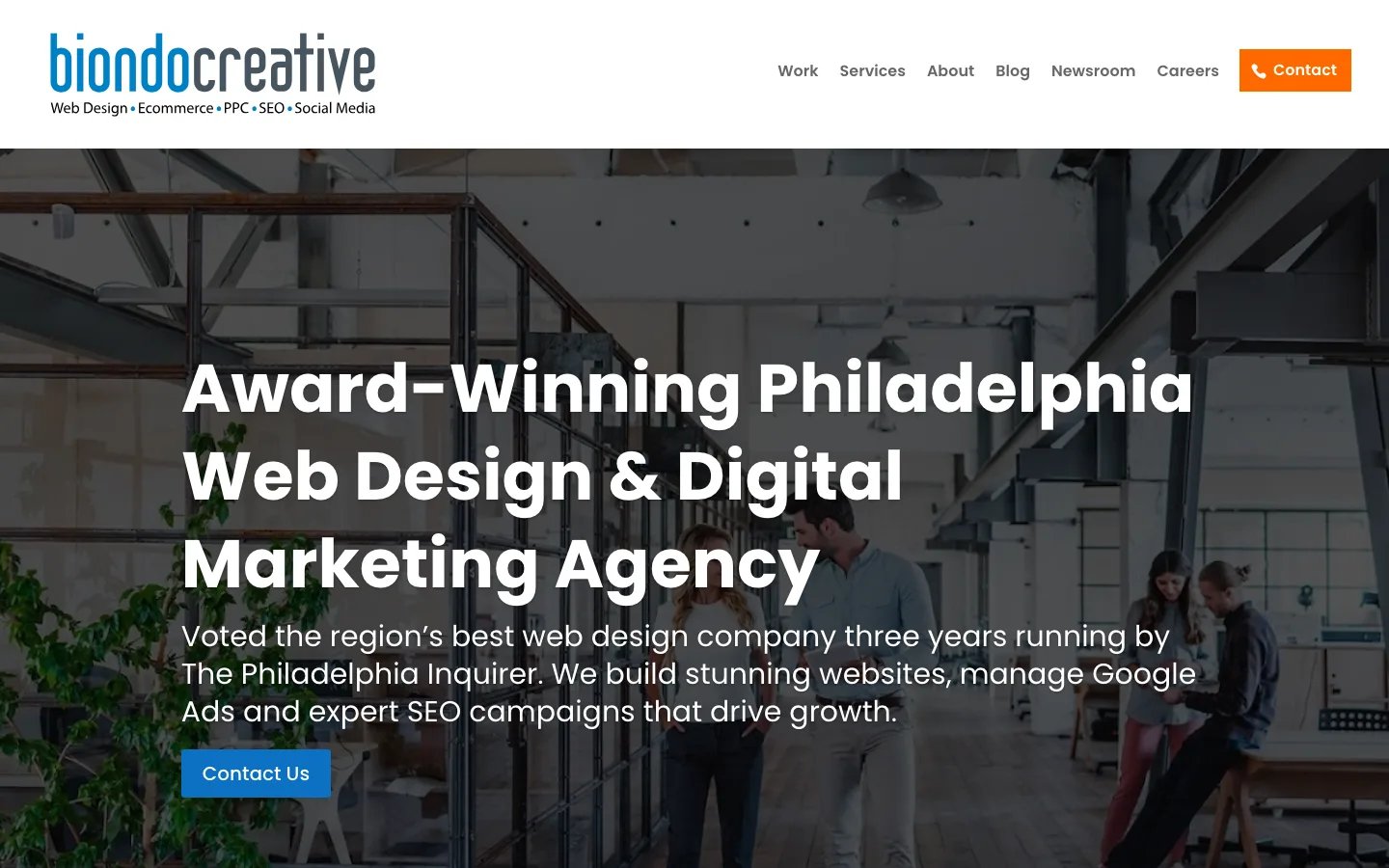 Top of the Biondo Creative website